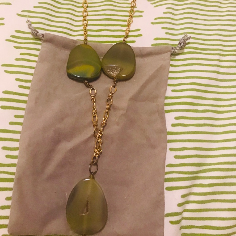 Authentic Stone Epidote long Necklace